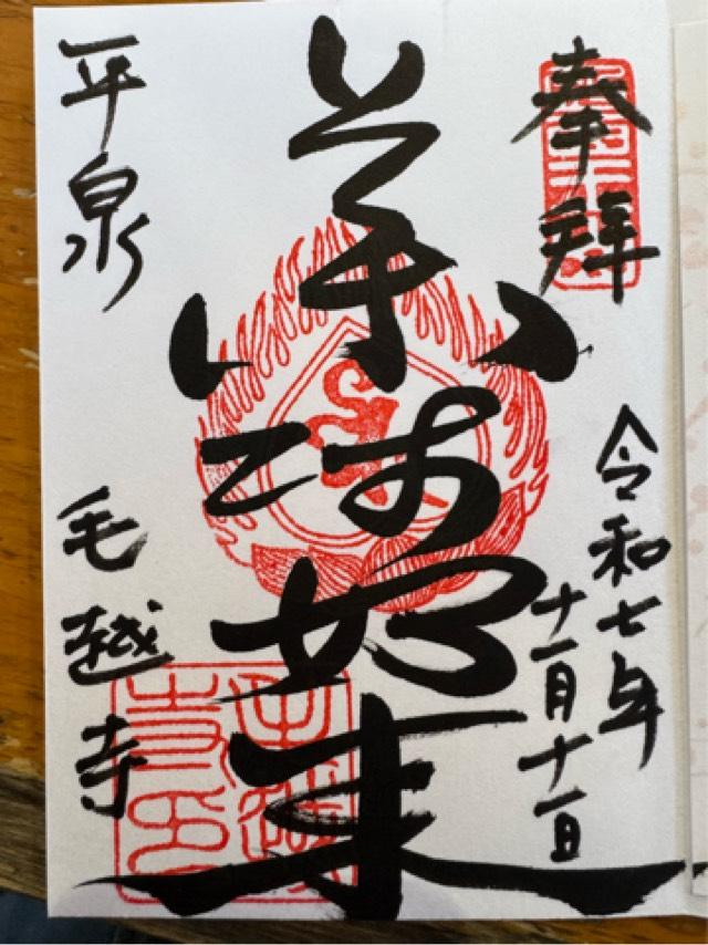 医王山 毛越寺の御朱印1