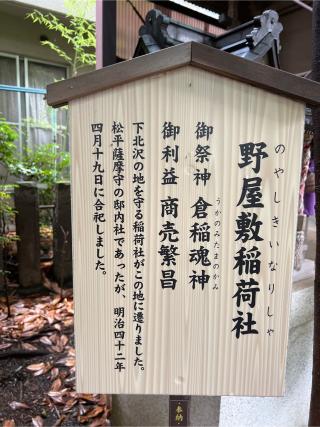 野屋敷稲荷社(北澤八幡境内社)の参拝記録(⛩️🐉🐢まめ🐢🐉⛩️さん)