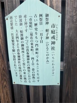 市庭戎神社(貴布禰神社境内)の参拝記録(サチサチさん)