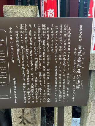 恵比寿社（北口本宮冨士浅間神社　境内）の参拝記録(⛩️🐍🐢まめ🐢🐍⛩️さん)