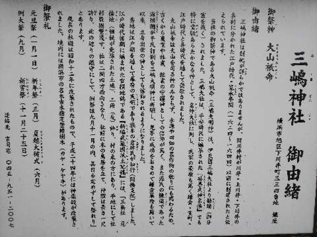 神奈川県横浜市旭区下川井町334 三嶋神社の写真9